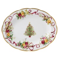 Old Country Roses Christmas Tree Oval Platter, 13-Inch