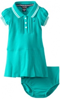 Nautica Baby-Girls Infant Solid Pique Dress, Teal, 18 Months