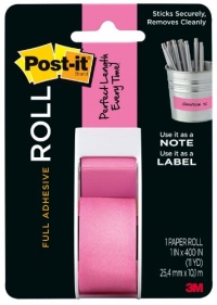 Post-it Full Adhesive Roll, 1 x 400, Pink, 1-Pack ,2650-P