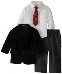 Nautica Dress Up Baby-Boys Infant Velvet Herringbone Suit Set, Black, 18 Months