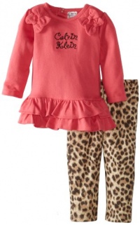 Calvin Klein Baby-Girls Infant Tunic With Animal Print Leggings, Brown, 12 Months