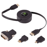 ReTrak ETCABLEHDM Retractable HDMI Cable (A to A, C, D and DVI with adapter tips)