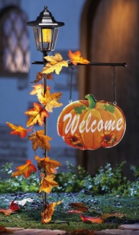 Welcome Pumpkin Sign & Solar Lantern By Collections Etc