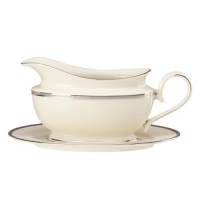 Lenox Tuxedo Platinum Sauce Boat and Stand, Ivory