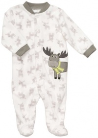 Carter's Infant Boys Microfleece Snap Front Sleep and Play Ivory Moose (3mos)