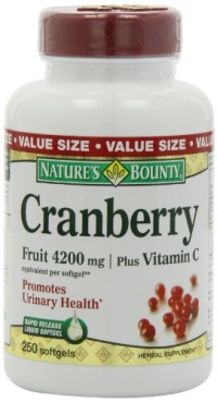 Nature's Bounty Cranberry Fruit 4200mg/ Plus Vitamin C, 250 Softgels