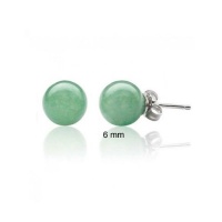 Bling Jewelry 925 Sterling Silver Jade Gemstone Ball Stud Earrings 6mm