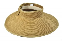 Straw hat w/ Wide Brim Roll-up Sun Visor (Womens, Travel)