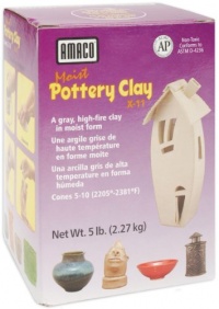 AMACO Moist Pottery Clay, 5-Pound, Grey