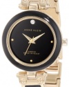 Anne Klein Women's AK/1140BKGB Gold-Tone and Black Resin Bangle Watch with Diamond Accent