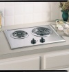 GE : JP201CBSS 21in Electric Cooktop, 2 Coil Elements, Removable Drip Bowls - Stainless Steel