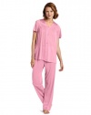 Vanity Fair Women's Colortura Short Sleeve Pajama Set,Perfumed Rose,2x