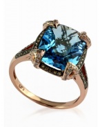 Effy Jewlery 14K Rose Gold Blue Topaz and Diamond Ring, 6.76 TCW Ring size 7