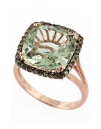 Effy Jewlery 14K Rose Gold Green Amethyst and Diamond Ring, 6.65 TCW Ring size 7