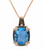 Effy Jewlery 14K Rose Gold Blue Topaz and Diamond Pendant, 6.70 TCW