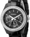 Fossil Women's ES2157 Black Resin Bracelet Black Glitz Analog Dial Multifunction Watch