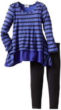 Splendid Littles Girls 2-6x Black Venice Stripe Tunic Set, Iris, 3T