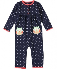 Carters Girls 6-24 Months Owl Jumpsuit (18M, Navy)