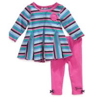 GUESS Kids Girls Newborn Long-Sleeve Striped Dress and Leggings Set (0-9M), STRIPE (3/6M)