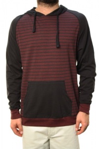 RetroFit Men's Long Sleeve Pullover Hoodie Sweater Striped Maroon/Black