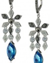 Judith Jack Frosted Glaze Sterling Silver Marcasite Cubic-Zirconia Drop Earrings