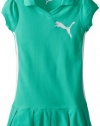 PUMA Girls 7-16 Short Sleeve Polo Racing Dress, Mint Leaf, Medium