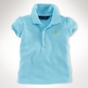 Ralph Lauren Girls Mesh Polo Shirt (12 Months, Light Blue)