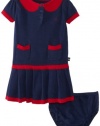 Nautica Baby-Girls Infant Sweater Dress with Peter Pan Collar, Naval Blue, 24 Months