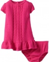 Nautica Baby-Girls Infant Solid Cable Sweater Dress, Bright Pink, 12 Months