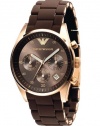 Emporio Armani Ladies AR5891 Sport Rose Gold Ion-Plating Brown Chronograph Dial Watch