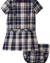 Nautica Baby-Girls Infant Plaid Jumper Dress, Naval Blue, 24 Months