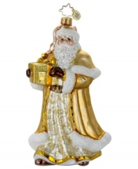 Strike it rich this season. Santa is all dressed up in the Golden Jubilance ornament, adorned with sumptuous metallics, glitter and intricate hand-painted detail in the time-honored style of Christopher Radko.