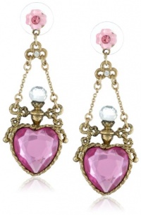 Betsey Johnson Fairyland Crystal Heart Bottle Drop Earrings