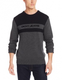 DKNY Jeans Men's Long Sleeve Flocked Logo Crew Neck S