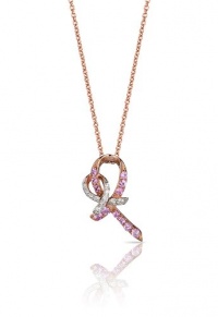 Effy Jewlery 14K Rose Gold Pink Sapphire and Diamond Ribbon Pendant