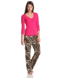 Betsey Johnson Women's Stretch and Flannel Pant Pajama Set