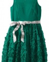 Blush by Us Angels Girls 7-16 Lace Detail Crinkle Dress, Evergreen, 12