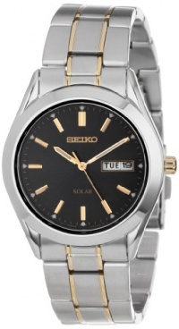 Seiko Men's SNE047 Two-Tone Solar Black Dial Watch