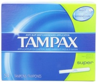 Tampax Cardboard Applicator Tampons, Super Absorbency, 54 Count (Pack of 2)