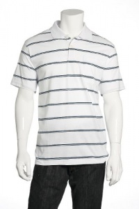 John Ashford Striped WHT/Asphalt Blu Casual Polo Shirt