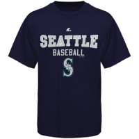 MLB Majestic Seattle Mariners Youth Kings of Swing T-Shirt - Navy Blue (Medium)