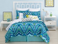 Trina Turk 3-Piece Peacock Comforter Set, King, Blue