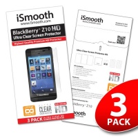 Blackberry Z10 Screen Protector - NEW 2013 Ultra Premium HD Version - 3 PACK Ultra Clear - iSmooth - Free Lifetime Replacement Guarantee - Bubble Free Installation Guaranteed - Package Includes BONUS Premium Microfiber Cleaning Cloth, Two (2) Dust Removal