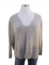 Eileen Fisher Plus Size Medium Pearl Oat Gray Melanged Linen V Neck Boxy Sweater 2X