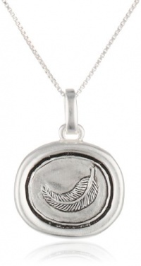 Sterling Silver May The Wings Of Friendship Never Lose A Feather Antique Silver Reversible Pendant Necklace with Feather, 18