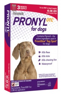 Pronyl OTC 45 to 88-Pound Dog Flea and Tick Sqz-On Flea and Tick Remedy, 3-Count