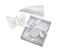 Butterfly Silver-Metal Bookmark with White Silk Tassel