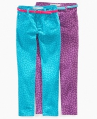 She'll instantly fall in love with the bright colors and lovely heart print of these Epic Threads skinny jeans.