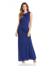 BCBGMAXAZRIA Women's Simone Shoulder Draped Cut Out Dress, Orient Blue, X-Small