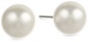 Sterling Silver Round White Shell Pearl Stud Earrings (10-10.5mm )